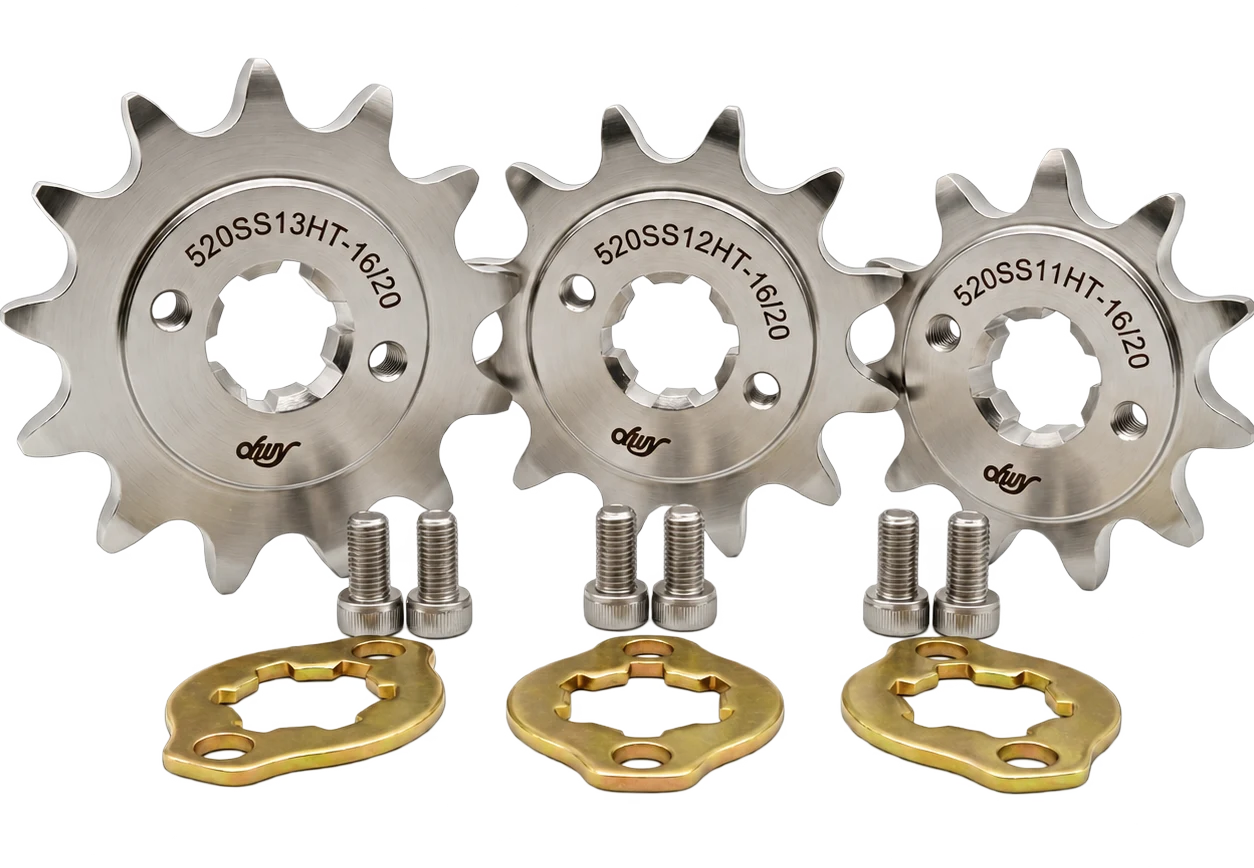 Three AmpSprockets drive sprockets with mounting hardware